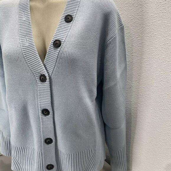 NEW APPARIS Womens Anderson Soft Ribbed Cardigan Sweater Size L Light Blue - Picture 12 of 13